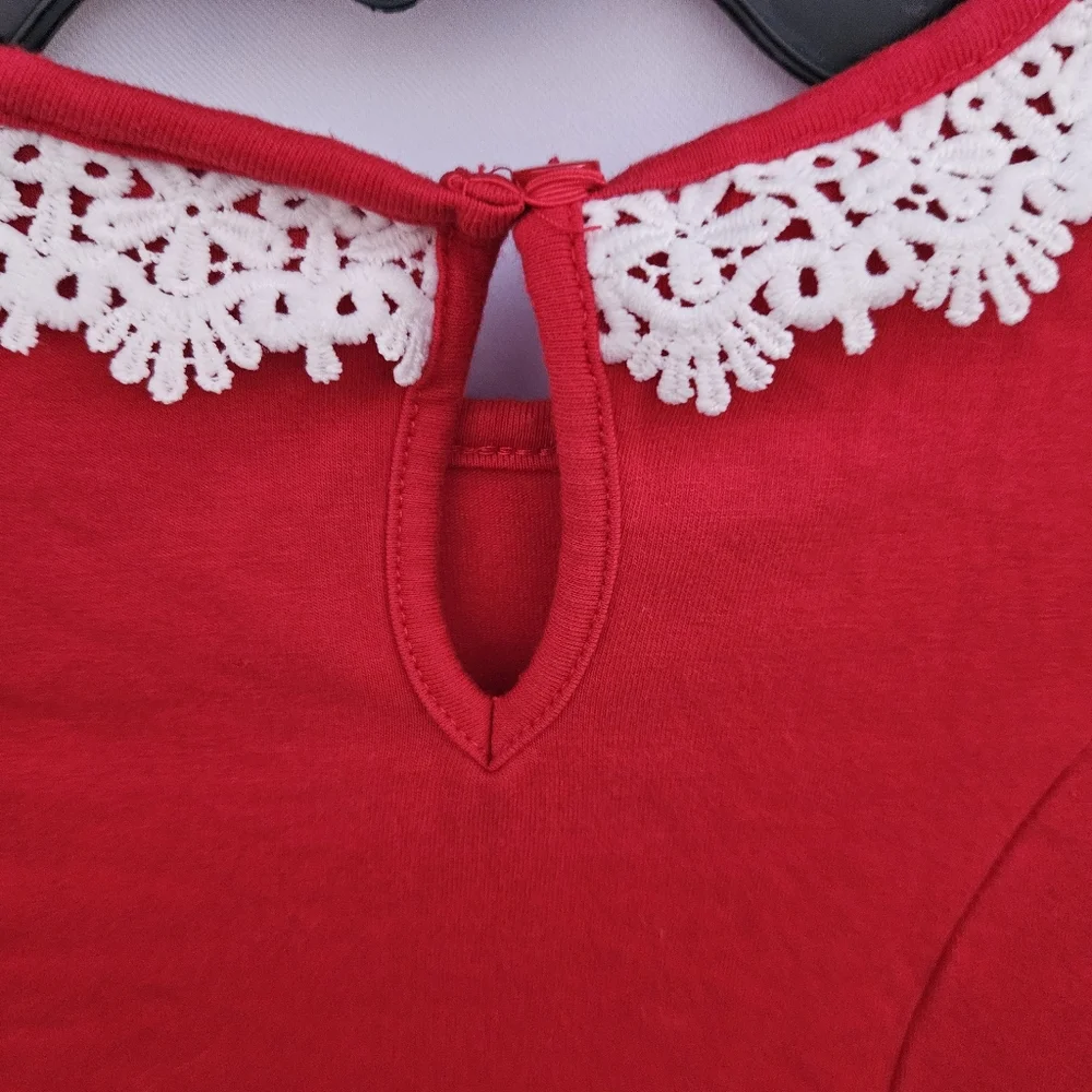 Rare Editions Red Christmas Holiday Dress with Candy Cane Design (Pre-Ow)
